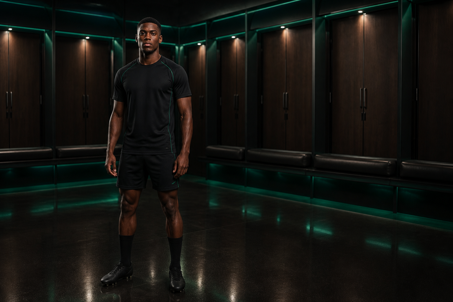 Fictional footballer in a neutral TOUCHLN training kit