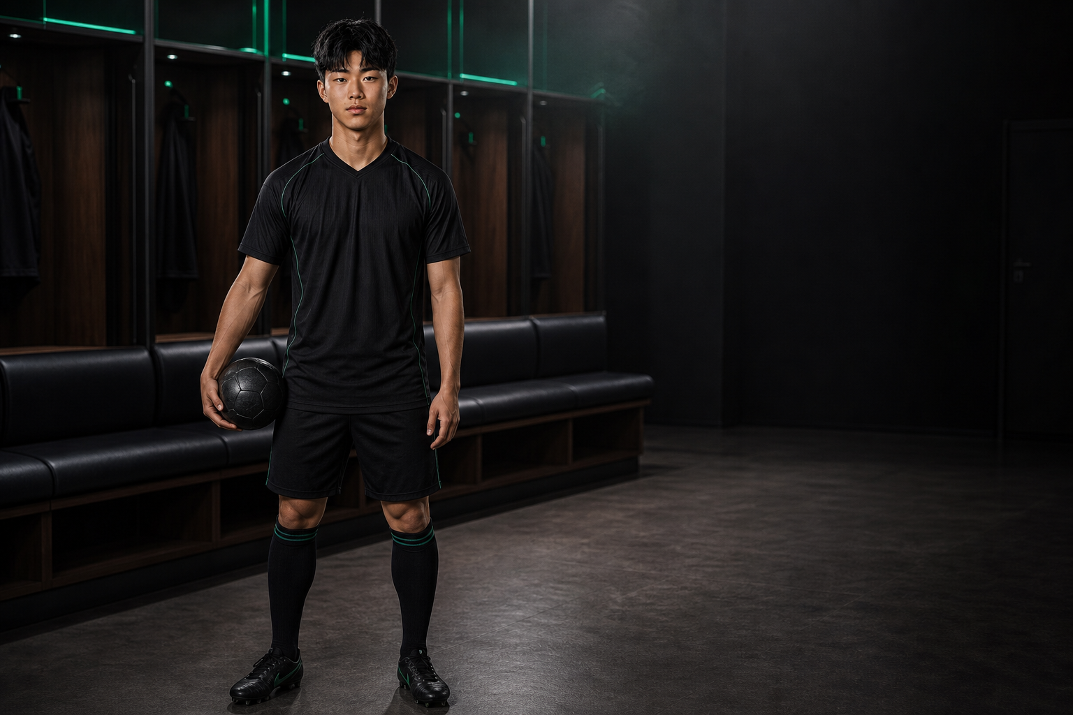 Fictional footballer in a neutral TOUCHLN training kit