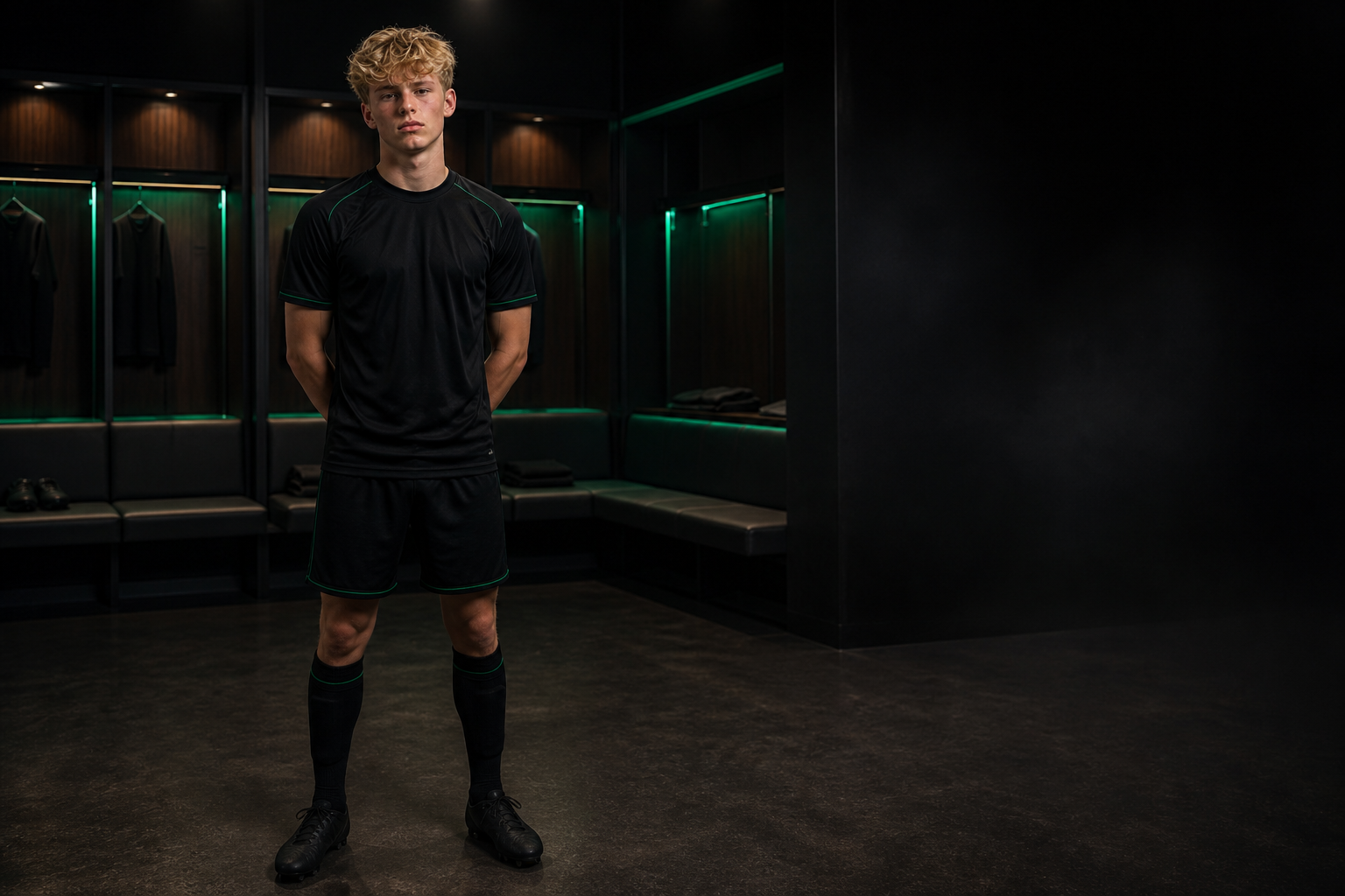 Fictional footballer in a neutral TOUCHLN training kit
