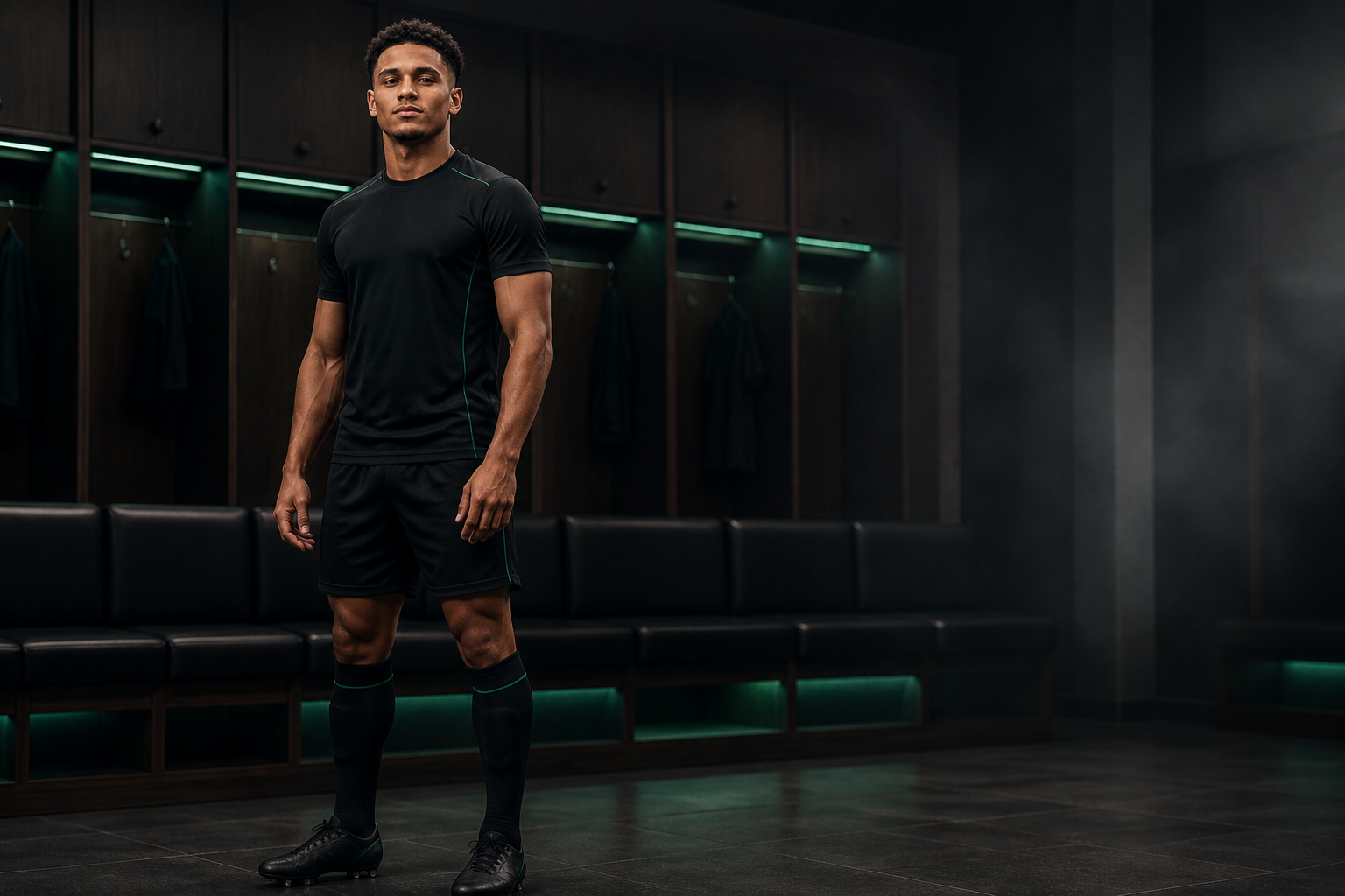 Fictional footballer in a neutral TOUCHLN training kit