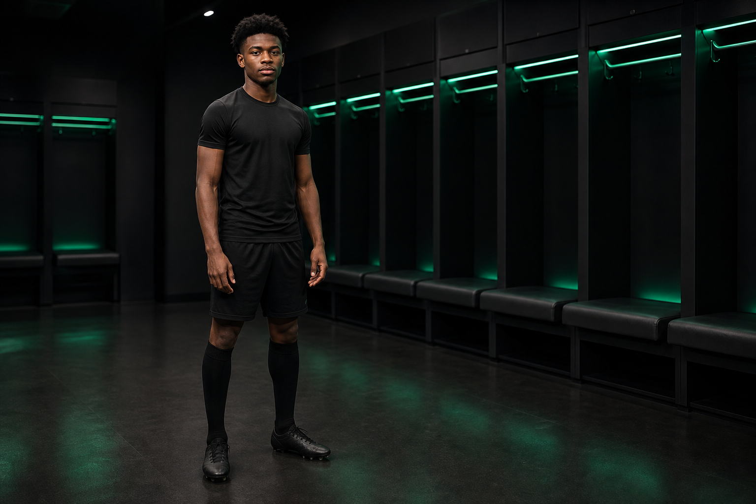 Fictional footballer in a neutral TOUCHLN training kit