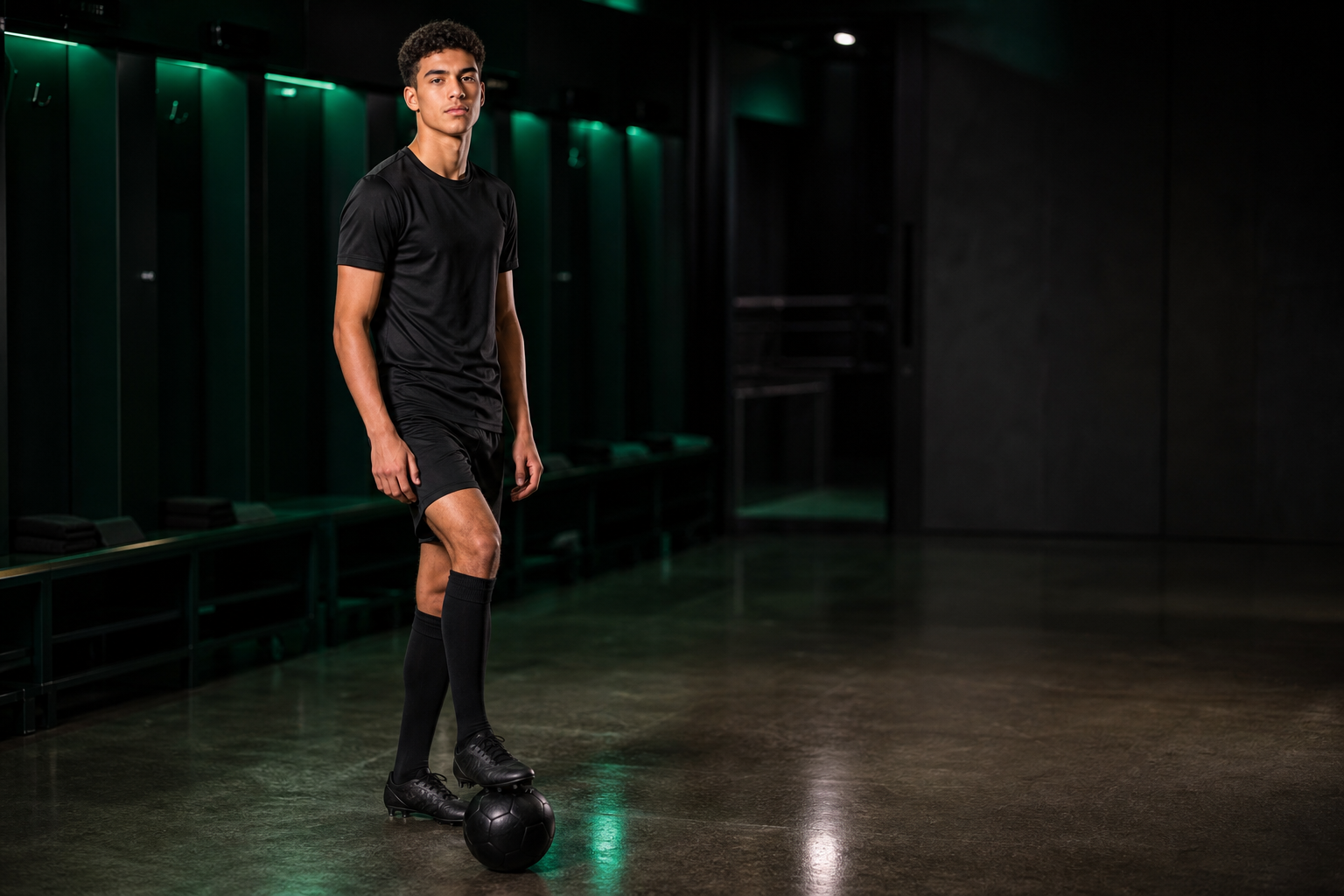 Fictional footballer in a neutral TOUCHLN training kit