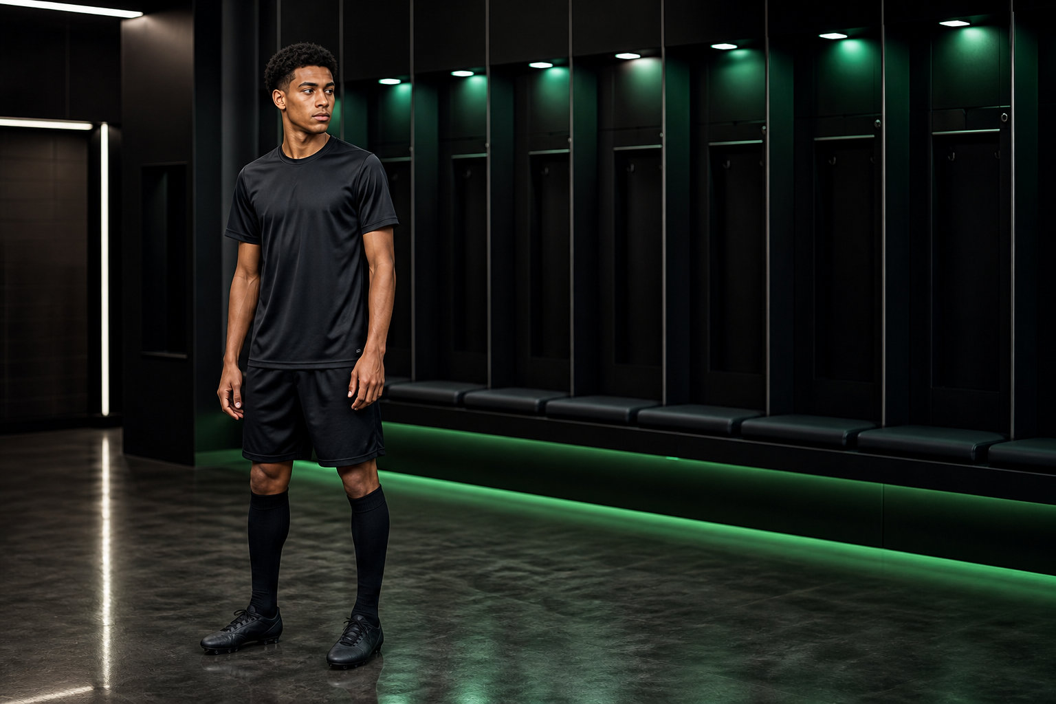 Fictional footballer in a neutral TOUCHLN training kit