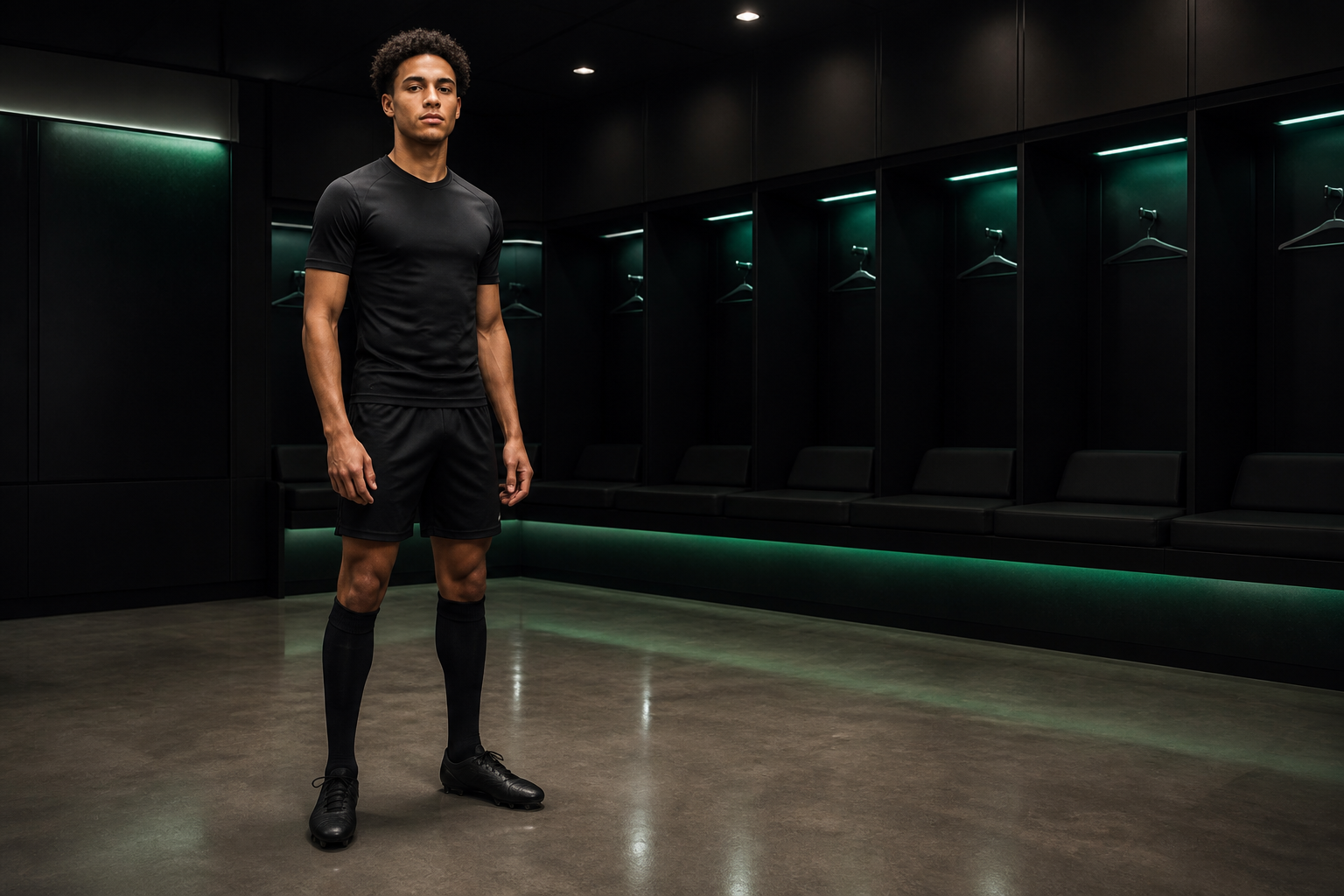 Fictional footballer in a neutral TOUCHLN training kit