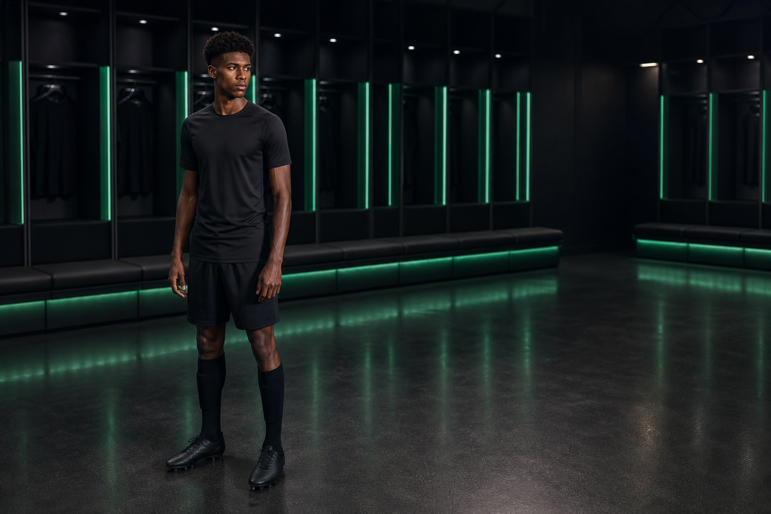 Fictional footballer in a neutral TOUCHLN training kit