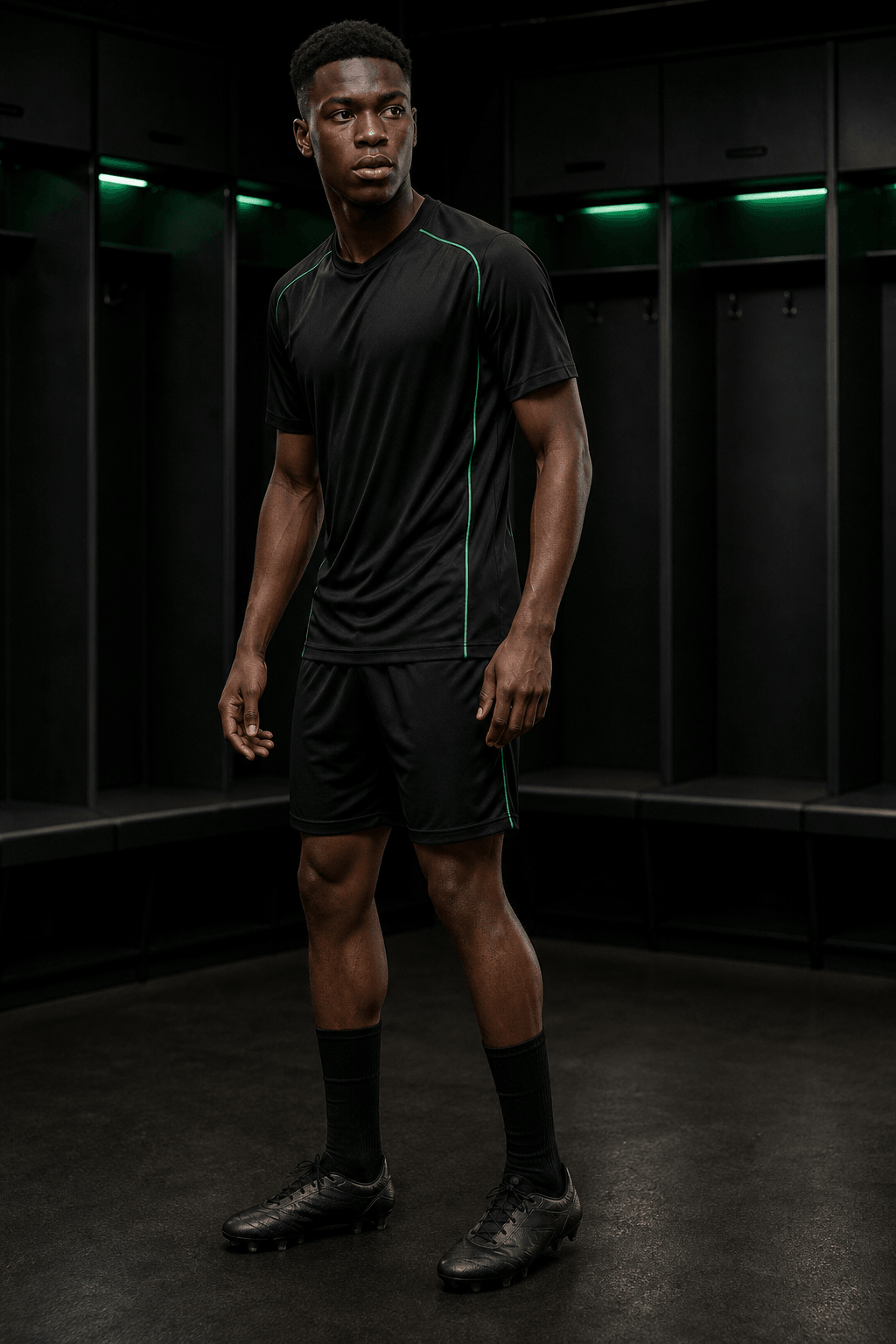 Fictional footballer in a neutral TOUCHLN training kit