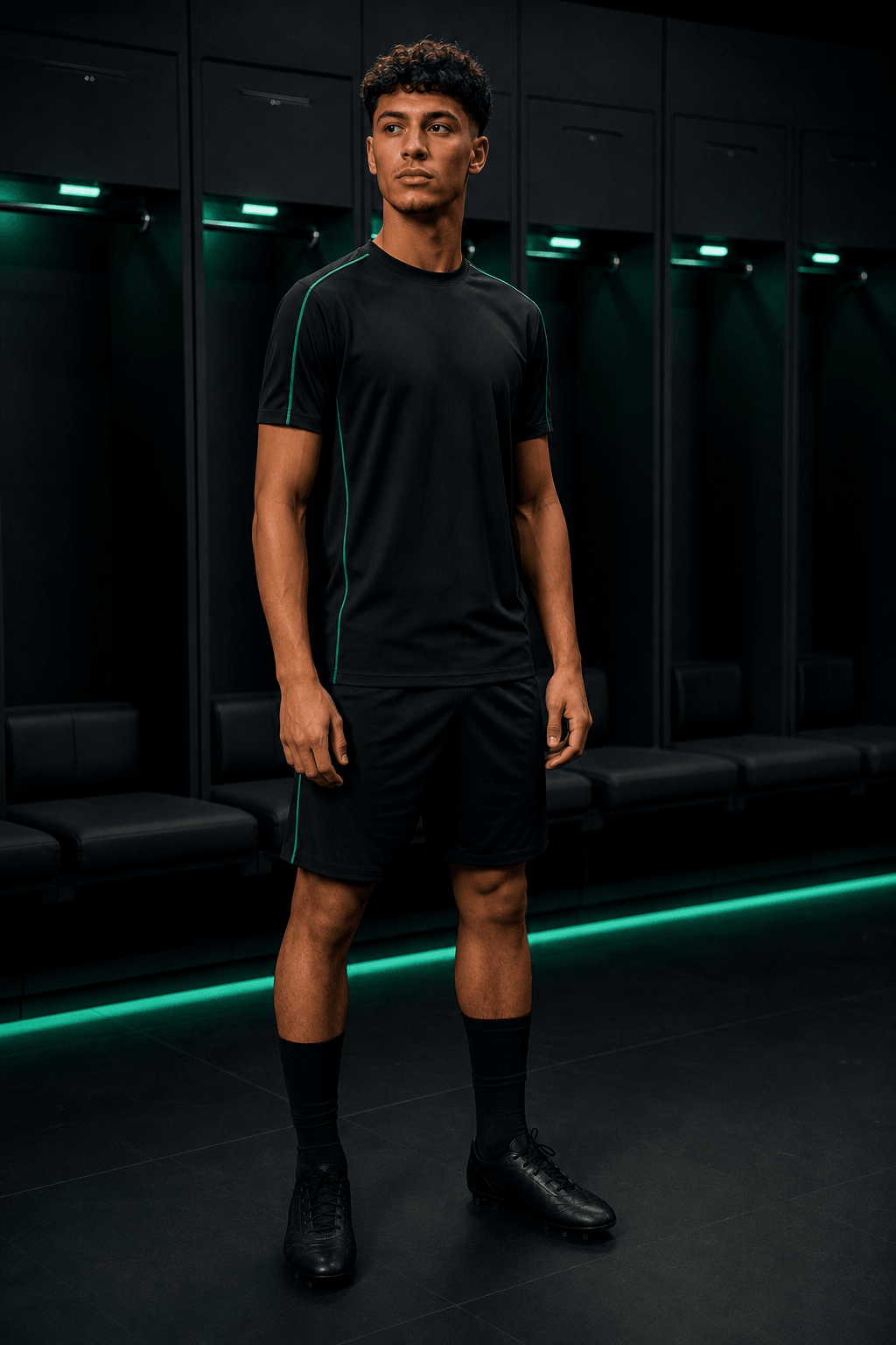 Fictional footballer in a neutral TOUCHLN training kit