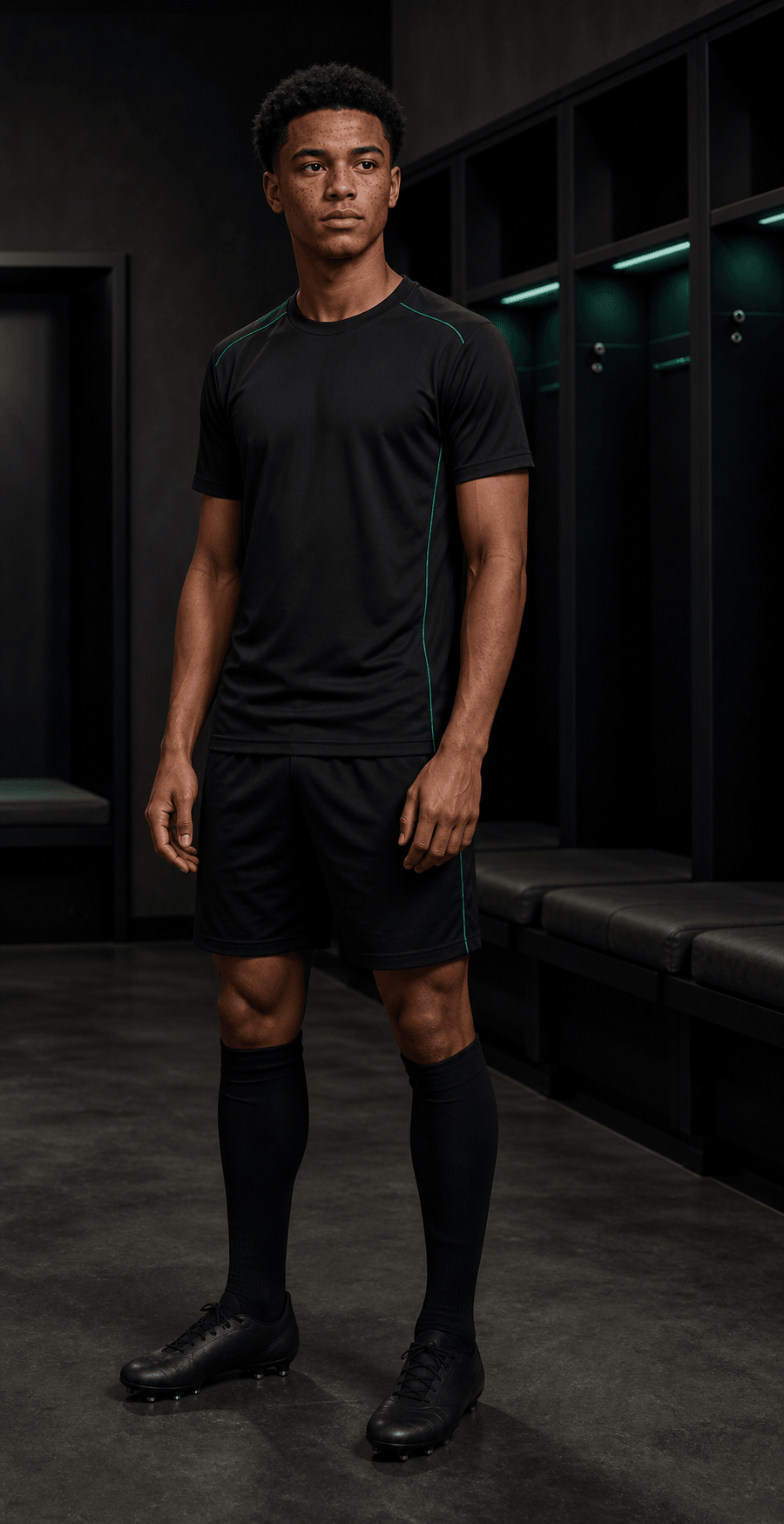 Fictional footballer in a neutral TOUCHLN training kit
