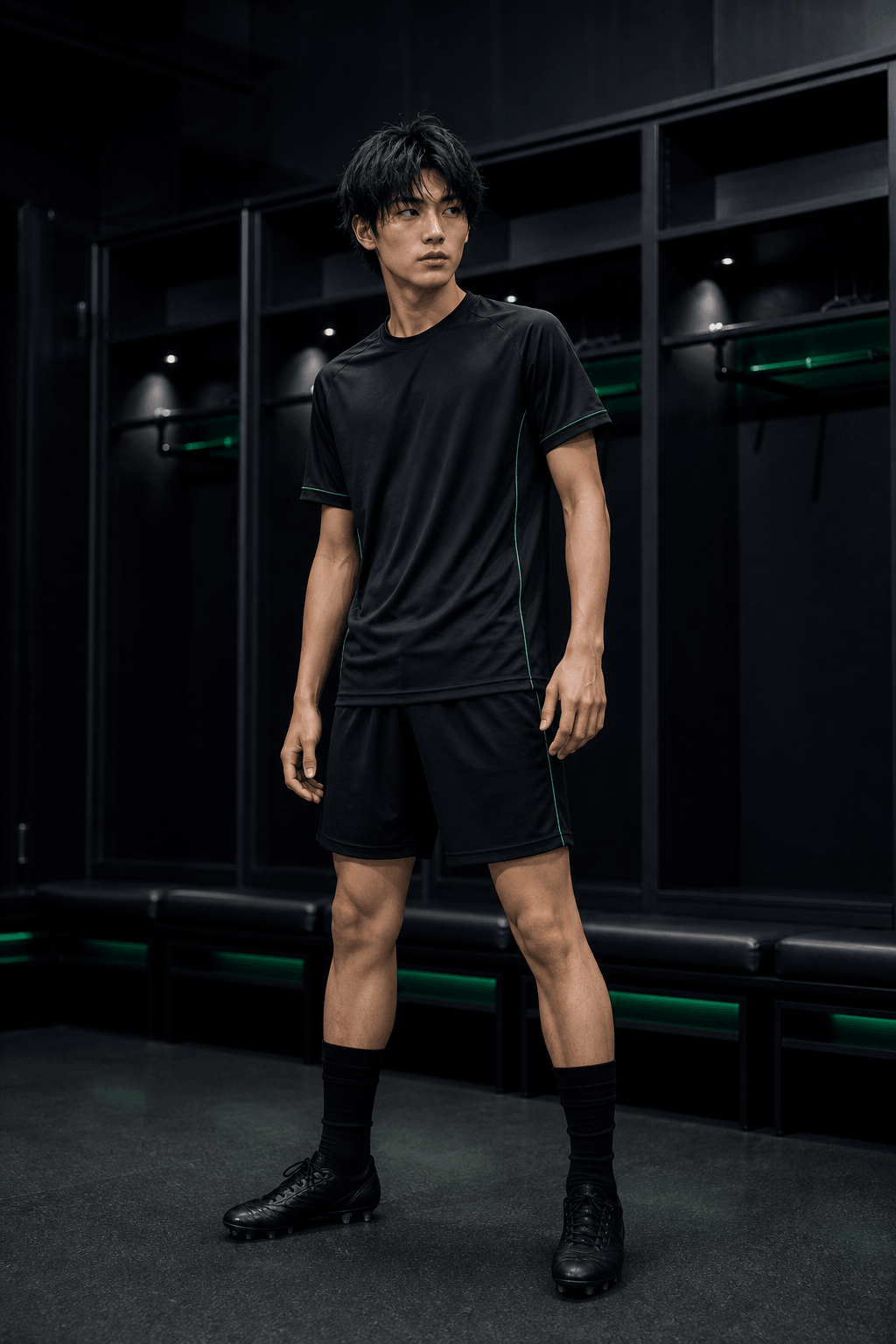 Fictional footballer in a neutral TOUCHLN training kit