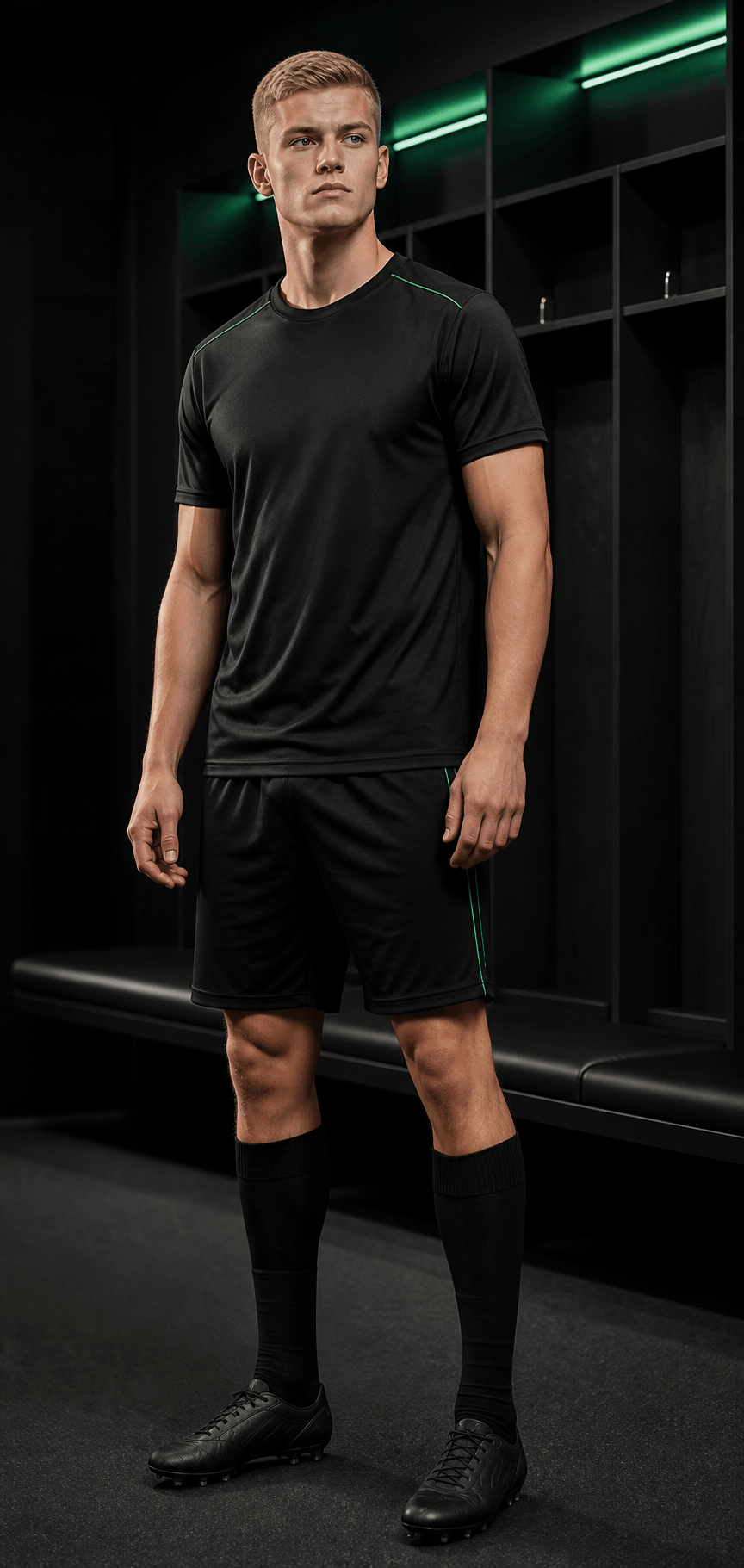 Fictional footballer in a neutral TOUCHLN training kit