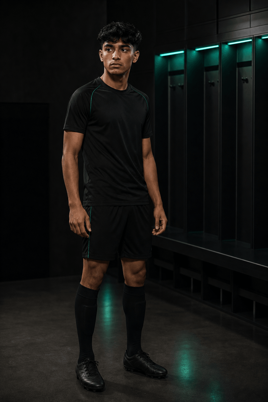 Fictional footballer in a neutral TOUCHLN training kit