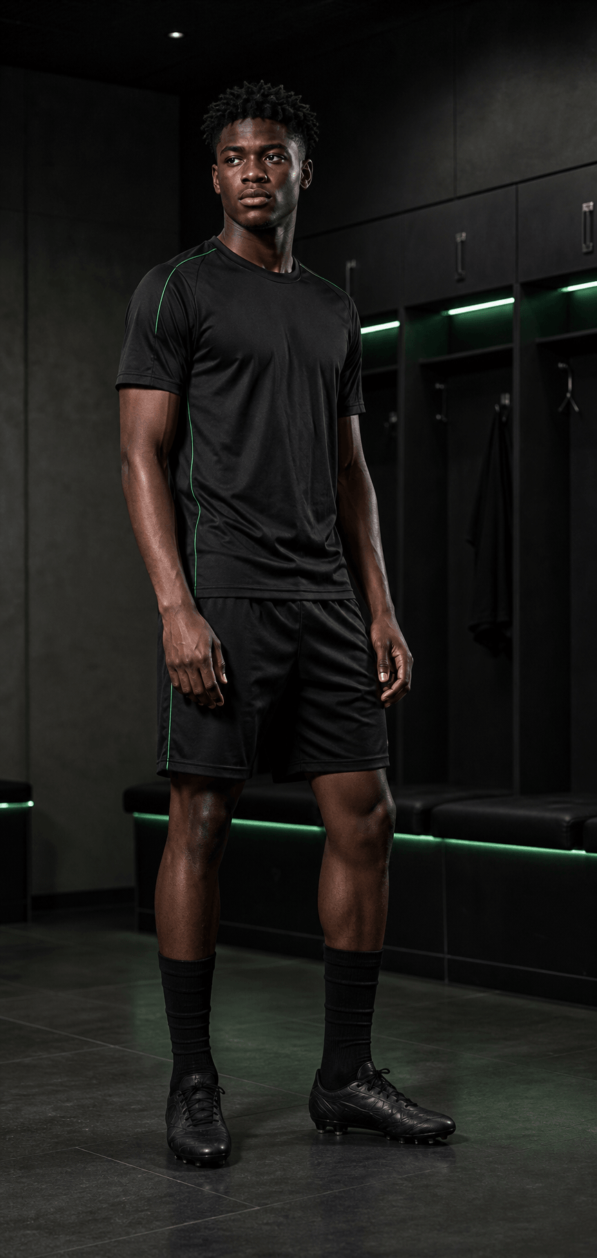 Fictional footballer in a neutral TOUCHLN training kit
