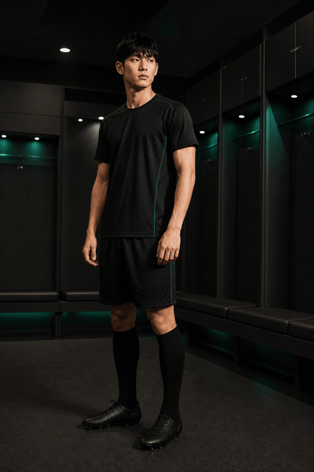 Fictional footballer in a neutral TOUCHLN training kit