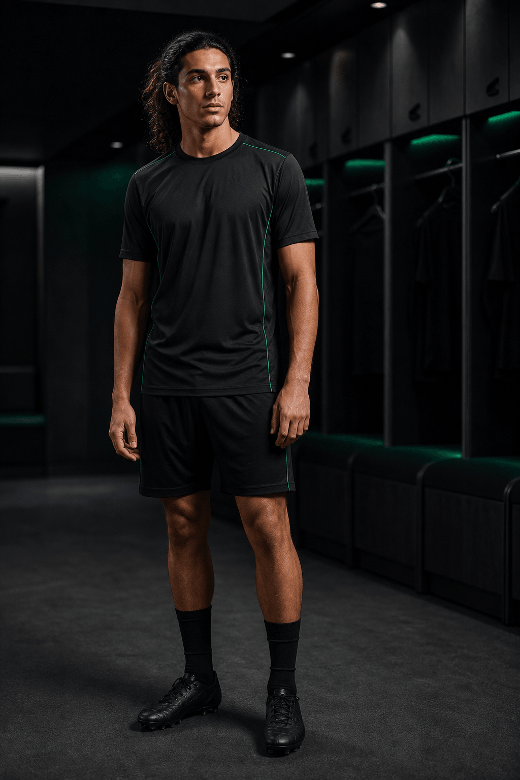 Fictional footballer in a neutral TOUCHLN training kit