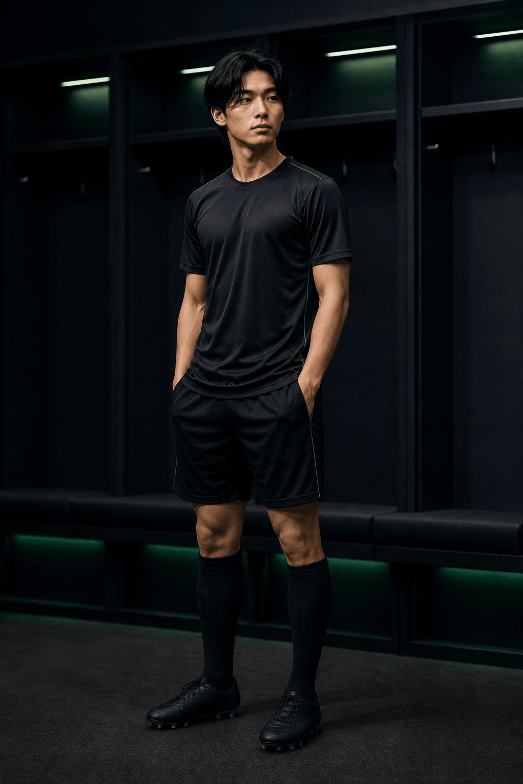 Fictional footballer in a neutral TOUCHLN training kit