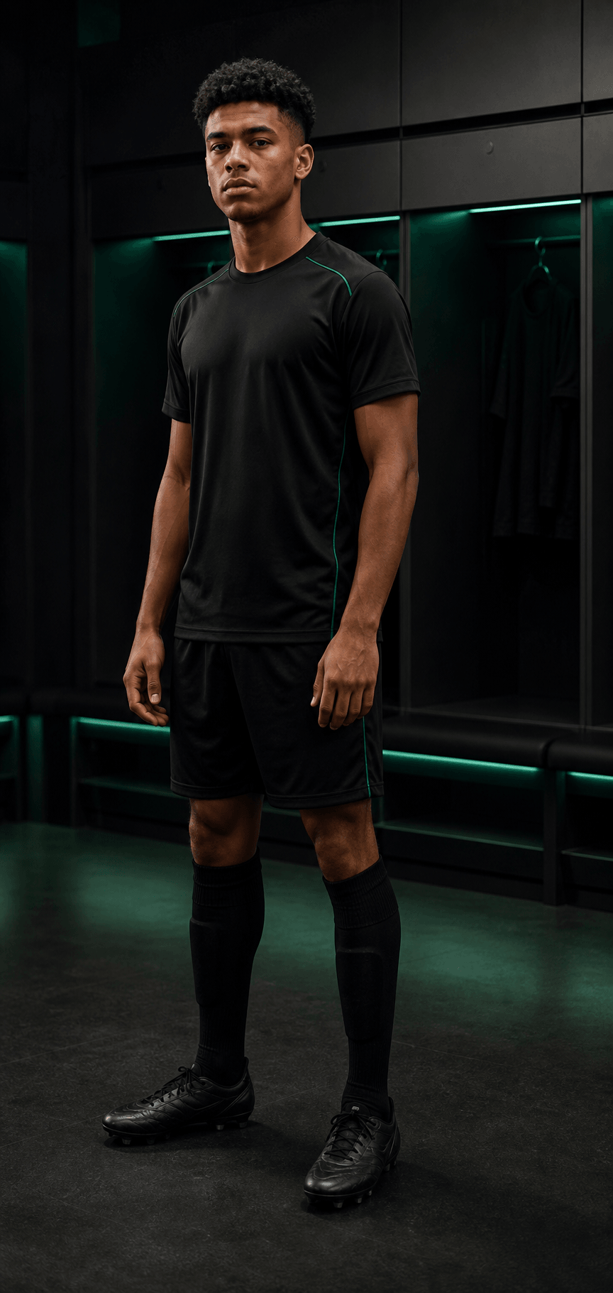 Fictional footballer in a neutral TOUCHLN training kit