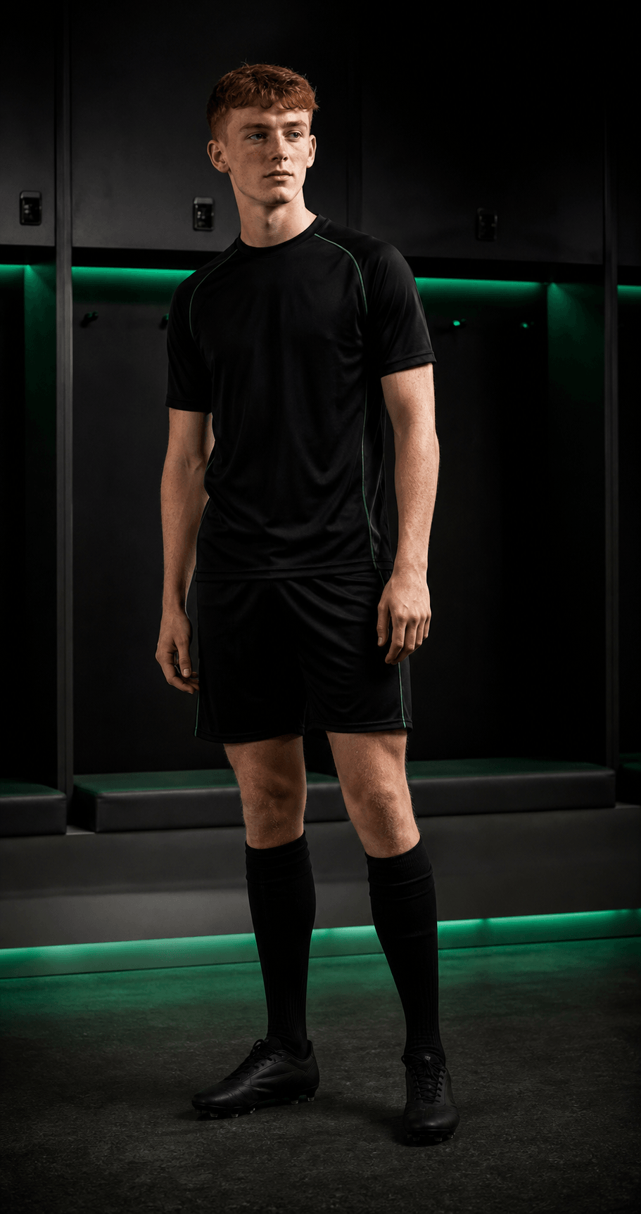 Fictional footballer in a neutral TOUCHLN training kit