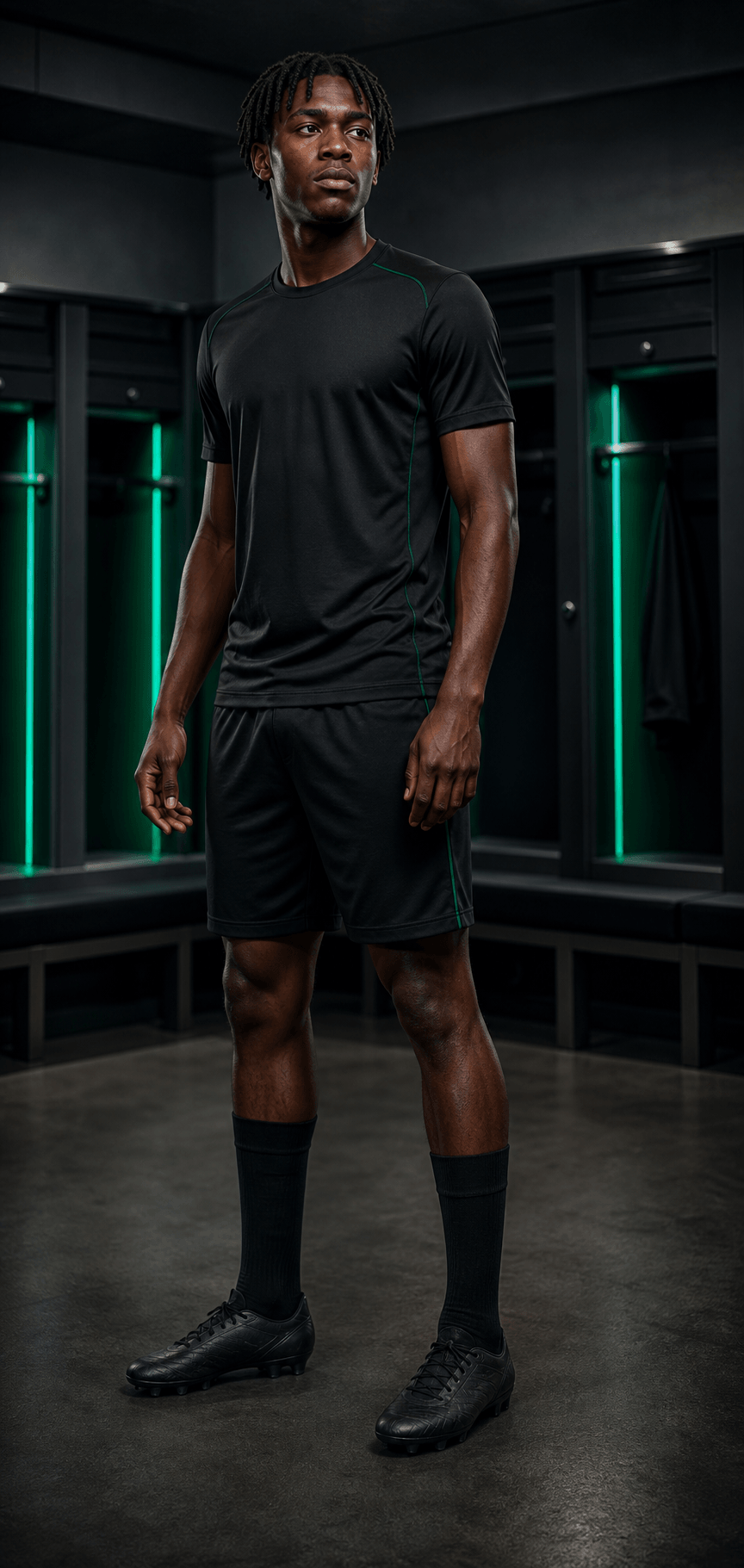 Fictional footballer in a neutral TOUCHLN training kit