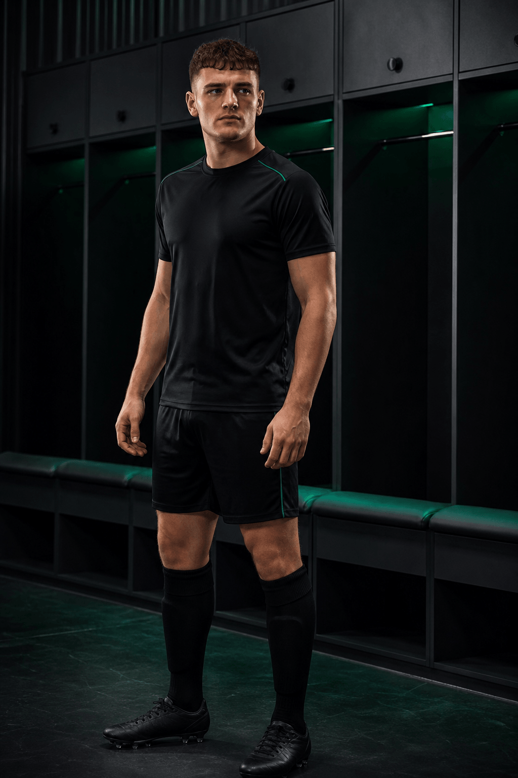 Fictional footballer in a neutral TOUCHLN training kit