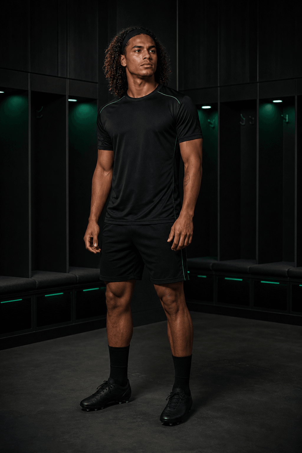 Fictional footballer in a neutral TOUCHLN training kit