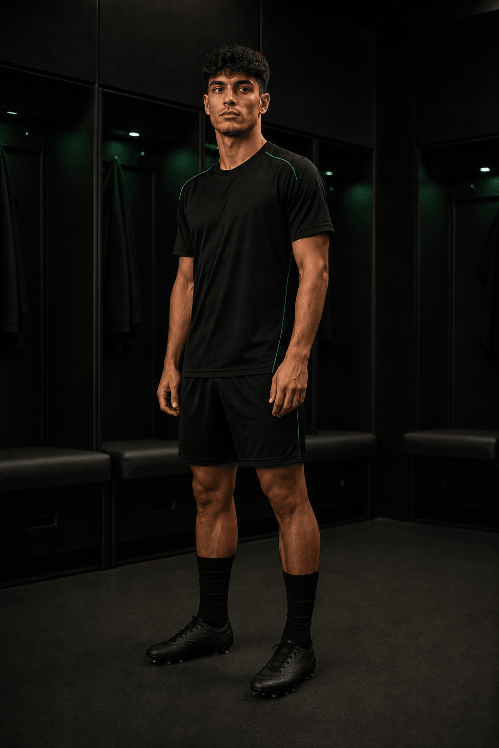Fictional footballer in a neutral TOUCHLN training kit
