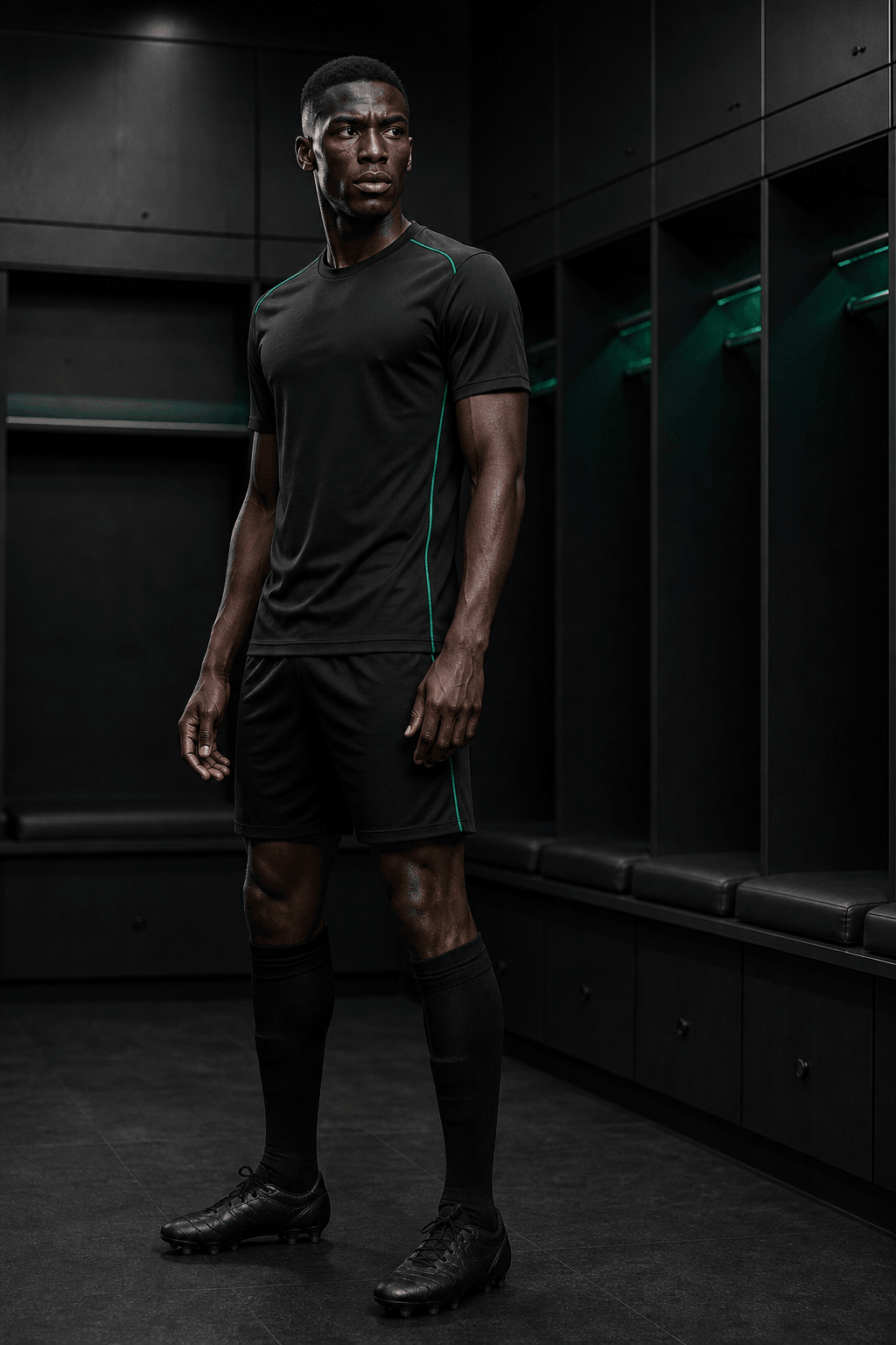 Fictional footballer in a neutral TOUCHLN training kit